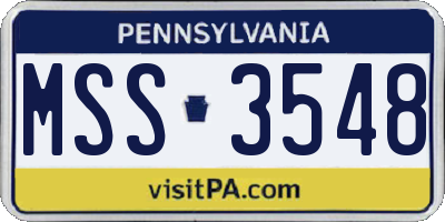 PA license plate MSS3548