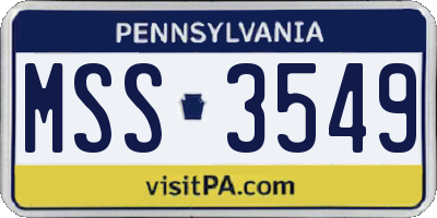PA license plate MSS3549