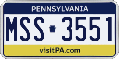 PA license plate MSS3551