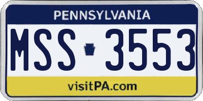 PA license plate MSS3553