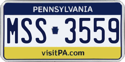 PA license plate MSS3559