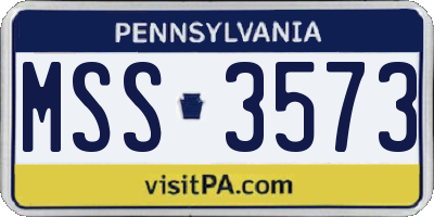 PA license plate MSS3573