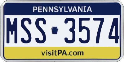PA license plate MSS3574