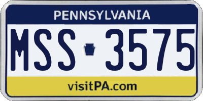 PA license plate MSS3575