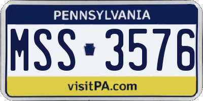 PA license plate MSS3576