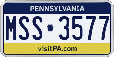 PA license plate MSS3577
