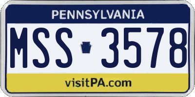 PA license plate MSS3578