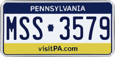 PA license plate MSS3579