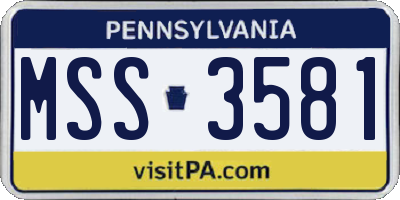 PA license plate MSS3581