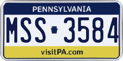 PA license plate MSS3584