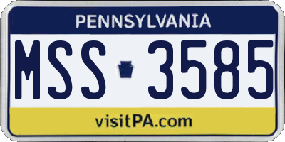 PA license plate MSS3585