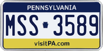 PA license plate MSS3589