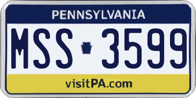 PA license plate MSS3599