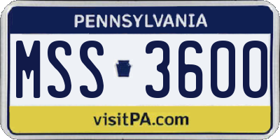 PA license plate MSS3600