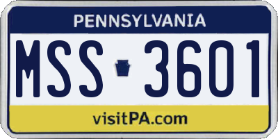 PA license plate MSS3601