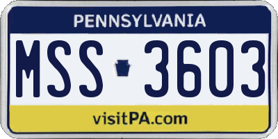 PA license plate MSS3603