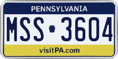 PA license plate MSS3604