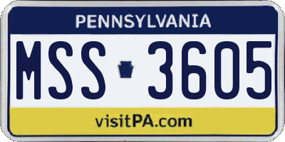 PA license plate MSS3605