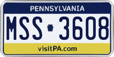 PA license plate MSS3608