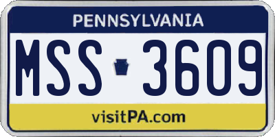 PA license plate MSS3609