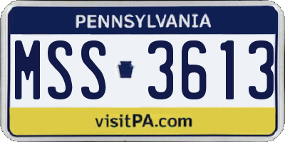PA license plate MSS3613