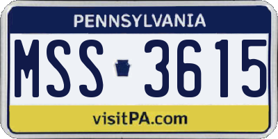 PA license plate MSS3615