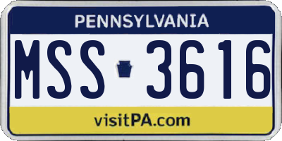 PA license plate MSS3616