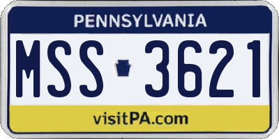 PA license plate MSS3621