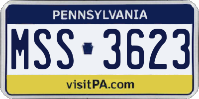 PA license plate MSS3623