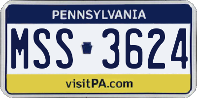 PA license plate MSS3624