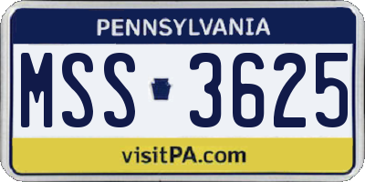 PA license plate MSS3625