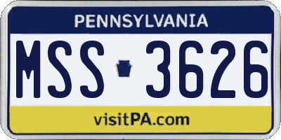 PA license plate MSS3626