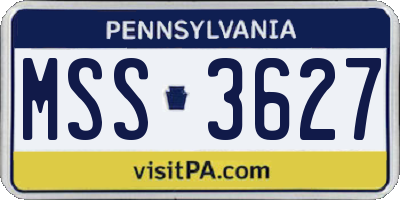 PA license plate MSS3627