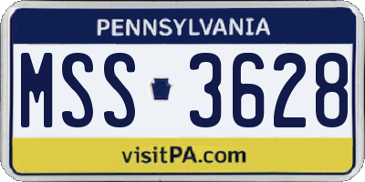 PA license plate MSS3628