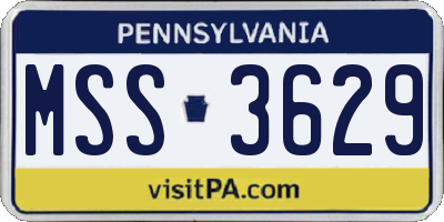 PA license plate MSS3629