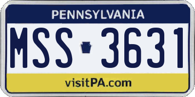 PA license plate MSS3631