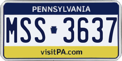 PA license plate MSS3637