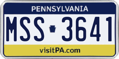 PA license plate MSS3641