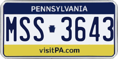 PA license plate MSS3643