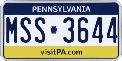 PA license plate MSS3644