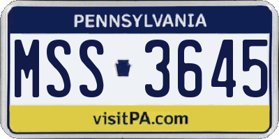 PA license plate MSS3645