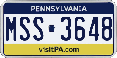 PA license plate MSS3648