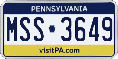 PA license plate MSS3649