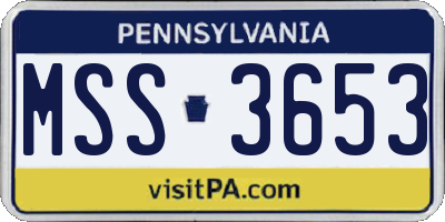 PA license plate MSS3653