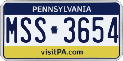 PA license plate MSS3654