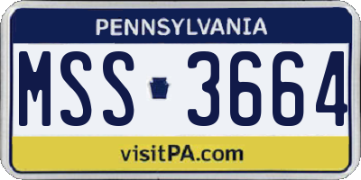PA license plate MSS3664