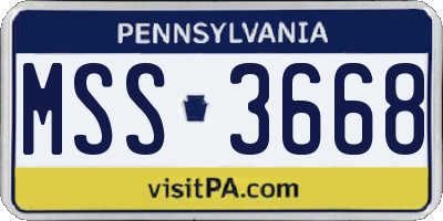PA license plate MSS3668