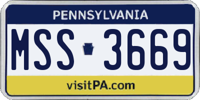 PA license plate MSS3669