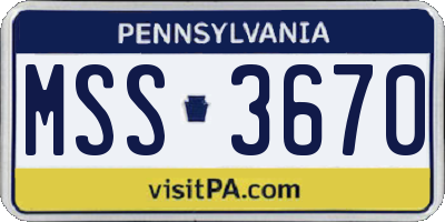 PA license plate MSS3670