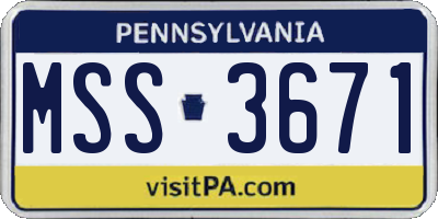 PA license plate MSS3671